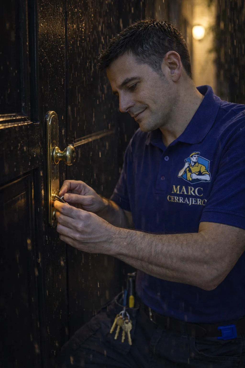 Cerrajero trabajando a domicilio